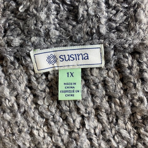 Susina Boucle Chunky Knit V Neck Oversize Sweater 1X - Picture 4 of 6